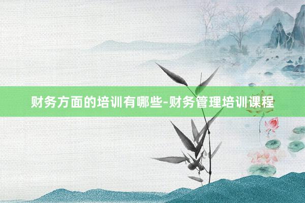 财务方面的培训有哪些-财务管理培训课程