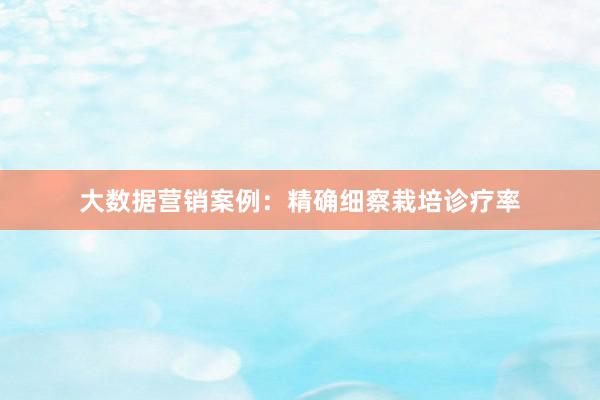 大数据营销案例：精确细察栽培诊疗率